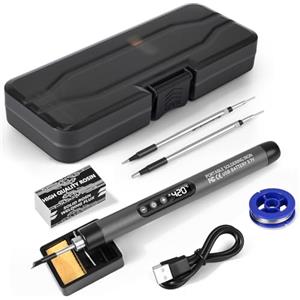 Gaethra Set Di Saldatore A Batteria Ricaricabile USB con LCD, Temperatura Regolabile 260℃-420℃, 3 Punte, Filo e Pasta per Saldatura, Saldatore A Stagno Professionale