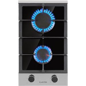 Klarstein Piano Cottura 2 Fuochi Gas, Piano Cottura a Gas Integrato 4.2kW, 2 Fuochi Incasso in Acciao Inox, 2 con Coperchio, a 2