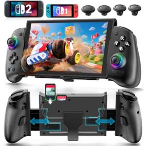 OIVO Controller per Switch 2/Switch/OLED con TMR Joystick, Monoblocco Estensibile Joypad Nintendo Switch, Gamepad Sostitutivo Switch Pro con Luci RGB, TURBO Regolabile, Vibrazione, Macro Programmabile