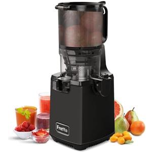 Fretta Estrattore di succo a freddo, 250W, bocca da 135 mm (Nero) | Tecnologia a freddo, nutrienti preservati, senza BPA, frutta/verdura intera, alta resa, facile pulizia, inversione auto