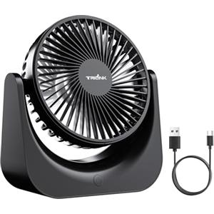 TRILINK Piccolo Ventilatore da Tavolo USB - Mini Ventilatore da Scrivania a 5 Velocità, Silenzioso, Alimentato via USB, Ventilatore Portatile per Scrivania, Camera da Letto, Ufficio, Viaggi, Campeggio