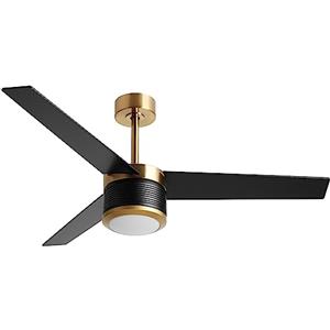 reiga 132cm Ventilatore da soffitto moderno di grandi dimensioni con luce | ventilatori da soffitto in legno con motore DC a 3 pale in oro nero, compatibile con telecomando/Alexa/Google Home