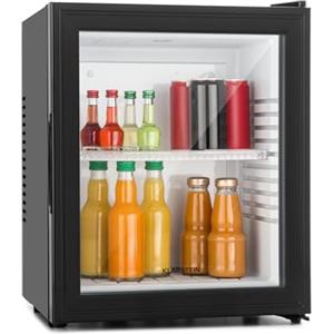 KLARSTEIN Brooklyn Mini Frigo, Frigo Portatile da Camera, Frigorifero Piccolo Silenzioso da Ufficio, Mini Bar con Illuminazione Interna e Ripiani Rimovibili, Bar da Campeggio 5-15°C, 23L