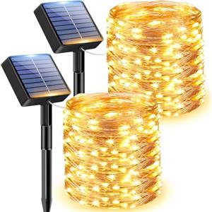 litogo [2 Pacchi] Luci Solari Esterno, Litogo 12m 120 LED Catena Luminosa Esterno Filo Luci Led 8 modalità Lucine da Esterno Decorative Per Giardino, Natale, Patio, Cancello, Cortile, Matrimonio, Festa