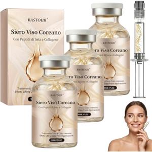 BASTOUR Siero Viso Coreano Lifting 30ML, Siero con Peptidi di seta e Collagene，3pc | Siero Coreano Effetto Lifting dalla Prima Applicazione, Trattamento Anti-Rughe, Idrata Profondamente e Riduce Rughe
