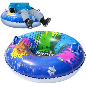 Byeaon Slitta gonfiabile da neve Slittino rotondo scorrevole resistente con manico | Ciambella da neve per bambini Per Avventure Invernali su , Passaggio, Cortile e Campeggio