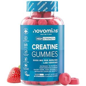 Novomins Creatina Gommose 5000 mg | Testata in Laboratorio | 90 Gommose | Novomins | Creatina Monoidrata ad Alta Potenza | Aumenta le Prestazioni Fisiche | Alternativa a Polvere e a Compresse di Creatina