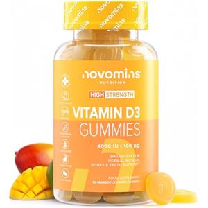 Novomins Vitamina D3 Gommose | 2000 UI | Vitamina D per Ossa e Denti | Novomins | Gommose di Vitamina D Vegetariane e Senza Glutine | Alternativa a Spray e a Compresse di Vitamina D | 60 Gommose