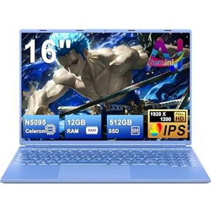 NOTODD PC Portatile Laptop 16 Pollici Notebook Blu Win 11 Pro | Portatile 12+512GB 1TB SSD Espansione丨Supporto 5G WIFI丨Ventola di Raffreddamento丨1920 * 1200 2K Schermo Doppio