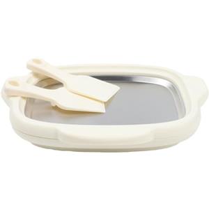 QOXEZY Kit per gelato arrotolato fai da te, crea sorbetto di gelato arrotolato allo yogurt a casa, pre-vassoio in acciaio inox con raschietti per incollaggio familiare (w)