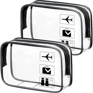 Aucuu Beauty Case Trasparente, 2PCS Borse Da Toilette Trasparente, Borse da Viaggio Impermeabile, Borsa Cosmetici Trasparent, Beauty Case da Viaggio
