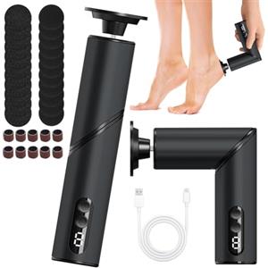LUPATDY Pedicure Elettrico Professionale 2 in 1 Pieghevole, Set per Manicure e Pedicure con 30 Accessori, Rimuovi Calli e Lucida Unghie, 9 Velocità Regolabili, Senza Fili 8H Durata (Grigio)
