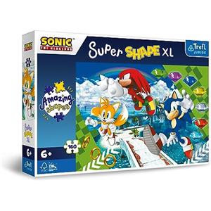 Trefl Junior - Sonic The Hedgehog, L'Allegro Sonic - Puzzle 160 XL Super Shape - Puzzle dalle Forme Irregolari, Pezzi Grandi, Puzzle con i Personaggi del Gioco Sonic