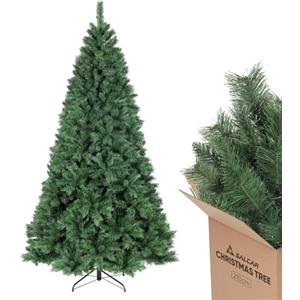 SALCAR Albero di Natale artificiale 210 cm, Grande albero verde | 2,1 m Christmas Tree con 868 rami in PVC, Base in metallo da 50 cm, Ø 116 cm, Per soggiorni ampi e case spaziose