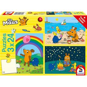 Schmidt Die Maus: Gute Freunde. 3 x 24 Teile Puzzle