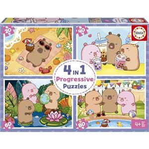 Educa - Multi 4 Capyfun | Set di 4 puzzle progressivi per bambini da 20 a 80 pezzi | Dai 3, 4, 5 anni (20486)