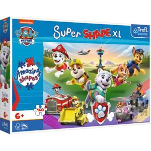 Trefl Junior - Paw Patrol, Cani Che Saltano - Puzzle 160 XL Super Shape - Puzzle a Forma Di Matto, Pezzi Grandi, Da Colorare Con I Personaggi Delle Fiabe Di Psi Patrol, Dai 6 Anni in Su