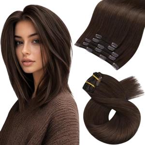 Moresoo Extension Clip Capelli Veri Marrone Cioccolato 30 cm 80g #4 5pz | Effetto Invisibile, Chioma Folta, Acconciatura Da Festa, Stile Quotidiano, Base Leggera