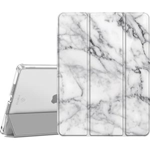 FINTIE Cover per iPad 9a/8a/7a Generazione 10,2 Pollici (2021/2020/2019) | con Portapenne - Sottile Leggero Opaca Trasparente Posteriore Custodia con Auto Sveglia/Sonno, Marble White