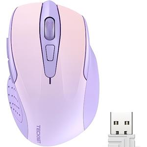 TECKNET PRO Mouse Senza Fili, 2,4GHz Wireless con Ricevitore USB, Lavanda | 4000 DPI, Design Ergonomico per Destrorsi, Durata di Vita di 24 Mesi Compatibile con PC, Mac, Laptop, Computer, Windows