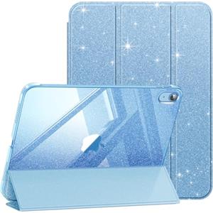 FINTIE Cover Custodia per iPad (A16) 11ª/10ª Gen 11/10.9", Glitter Blu | Cover Tri-Fold Sottile e Leggera con Retro Semi-Trasparente, Supporto Stabile, Funzione Auto Sveglia/Sonno, Anti-Impronta
