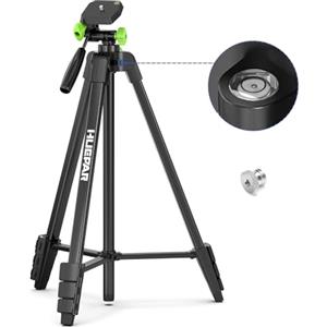 Huepar Treppiede in alluminio per livella laser Huepar da 1.5m, con livella a bolla, filettatura maschio da 1/4"-20 e dado adattatore da 5/8", Borsa per il trasporto inclusa - CT152