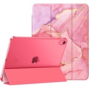 FINTIE Cover Custodia per iPad (A16) 11ª/10ª Gen 11/10.9", Rosa Marble | Cover Tri-Fold Sottile e Leggera con Retro Semi-Trasparente, Supporto Stabile, Funzione Auto Sveglia/Sonno, Anti-Impronta