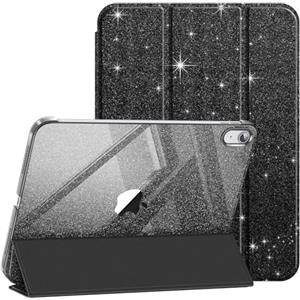 FINTIE Cover Custodia per iPad (A16) 11ª/10ª Gen 11/10.9", Glittering Nero | Cover Tri-Fold Sottile e Leggera con Retro Semi-Trasparente, Supporto Stabile, Funzione Auto Sveglia/Sonno, Anti-Impronta
