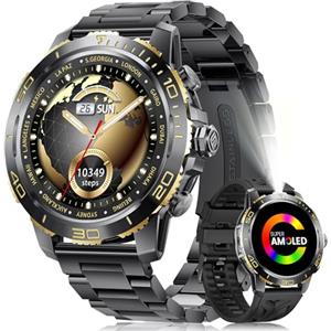 CHOOSETIME Orologio Smartwatch Uomo con Chiamata e Risposta, Torcia/800mAh Batteria, 1.43'' AMOLED HD Lusso Smartwatch Uomo, 200+ Modalità Sportive, Sonno Cardiofrequenzimetro SpO2 per Android iOS