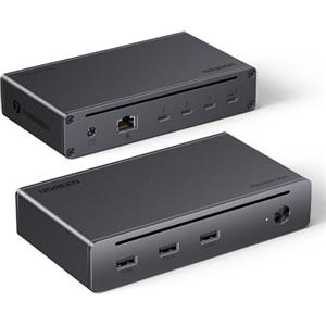 UGREEN Revodok Max 208 Docking Station Thunderbolt 4 8 in 1 Doppio Display | 3TBT4, 40 Gbps, Singolo 8K30Hz, Doppio 4K60Hz, Porte USB 3.2 multiple 10 Gbps, Ethernet Gigabit, Ricarica 85W, DC 140W