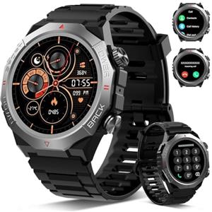 Jugeman Smartwatch Uomo Militare, Orologio Smartwatch 1.43" con Chiamate Bluetooth, 100+ Modalità Sportive, Batteria 1000 mAh, Monitoraggio Sonno e Cardiofrequenzimetro, Torcia e Bussola per IOS/Android