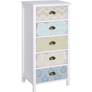 HOMCOM Cassettiera Mobiletto Vintage con 5 Cassetti 46x34x97.5cm Bianco | Stile Shabby, Bagno, Ingresso, Camera