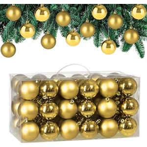 Deuba Palline per Albero di Natale 54pz Palle Natalizie Decorazioni Addobbi Feste Decori Oro