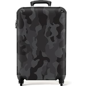 NoBoringSuitcases.com bagaglio a mano, trolley, valigia da 10 kg, rigida, leggera, valigie da viaggio per cabina, aereo, con 4 ruote girevoli, manico estensibile, 55x40x20 cm, Camouflage grigio scuro
