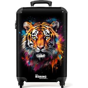 NoBoringSuitcases.com Trolley Bagaglio a Mano 55x40x20 cm, Valigia da Stiva 10 kg - Tigre Arte di Strada (Arancione)