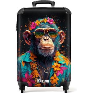 NoBoringSuitcases.com Valigia Trolley Bagaglio a Mano 55x40x20 cm, 10 kg (Scimpanzé - Blu)