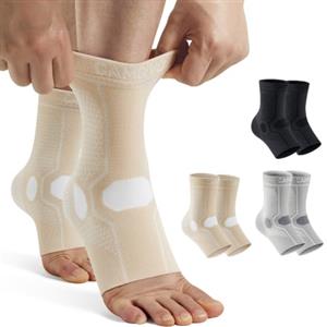 CAMBIVO Cavigliera Sportiva per Distorsione con Compressione Graduata | Supporto Elastico Caviglia per Corsa, Fitness e Attività Sportive, Ideale per Fascite Plantare e Tendine d'Achille, Beige, XL