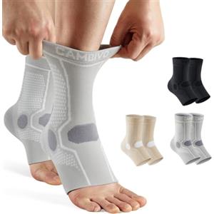 CAMBIVO Cavigliera Sportiva per Distorsione con Compressione Graduata | Supporto Elastico Caviglia per Corsa, Fitness e Attività Sportive, Ideale per Fascite Plantare e Tendine d'Achille, Grigio XL