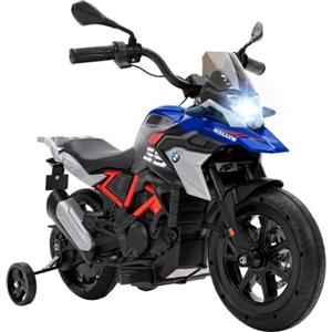 AIYAPLAY Moto Elettrica per Bambini 3-8 Anni 12V Licenza BMW G310 GS, Blu | Batteria al Litio, Motorino Elettrico Bambini, Acceleratore, Sedile in PU, Faro, Musica, Rotelle Rimovibili, 3-6km/h, 30kg