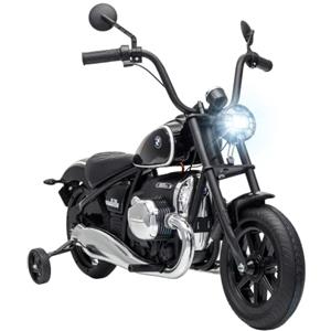 AIYAPLAY Moto Elettrica per Bambini 12V BMW R18, Batteria al Litio, Nera | Motorino Elettrico per Bambini 3-8 Anni, Rotelle Rimovibili, Sedile in Pelle PU, Faro, Musica, Mini Moto, 3-6 km/h, Max 30kg
