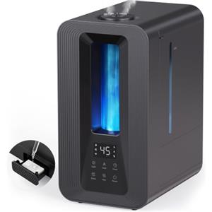AROEVE Umidificatore Ambiente 5L Nebbia Fredda Igrostato Intelligente | 50h autonomia, 25dB Silenzioso, Timer 24h, Top Fill, Luce 7 colori, Diffusore oli essenziali, Umidificatore casa bambini