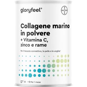 Gloryfeel Collagene Marino in Polvere 500g - Materia prima di marca premium VERISOL® - Peptidi di collagene idrolizzato tipo 1 - Gusto neutro e facile da sciogliere + Vitamina C, Zinco e Rame