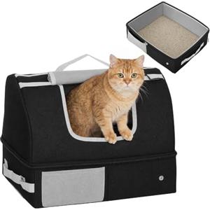 PawHut Lettiera per Gatti Portatile Pieghevole con Coperchio Rimovibile | Lettiera da Viaggio per Gatti, Tessuto Oxford 600D Impermeabile, Facile da Pulire, 43x33x34 cm