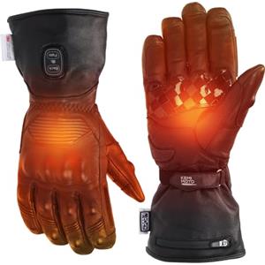 KEMIMOTO Guanti Riscaldati in Pelle Uomo Donna, Guanti Riscaldati Moto Impermeabili Touch Screen con 7.4V 3000 mAh, Adatti da ≤-35℃, Ideali per Motociclismo Ciclismo Sci Escursionismo