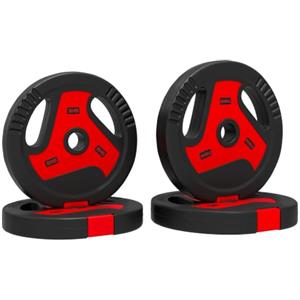 SPORTNOW Set di 4 Dischi Palestra da 20/25/30 kg Totali | Dischi Pesi, Foro Ø25 mm, in PP e Cemento, Maniglie, Pesi per Bilanciere, Allenamento Fitness per Palestra Casa, Nero e Rosso