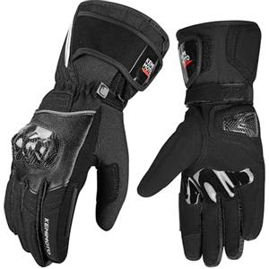 KEMIMOTO Guanti Moto Invernali con Touchscreen, Termici Guanti Moto Impermeabili e Antivento, Adatti da 0°C a 5°C, Resistenti all'Usura con Guscio in Fibra di Carbonio per Motociclismo e Sci