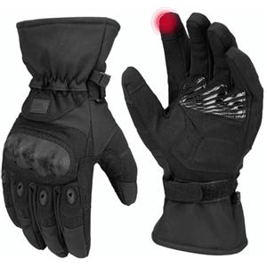 KEMIMOTO Guanti Invernali Moto, Guanti Tattici Invernali Uomo con Protezione Dita Rigida e Touch Screen, Adatti da 0°C a 5°C, Ideali per Moto, Caccia, Tiro e Combattimento