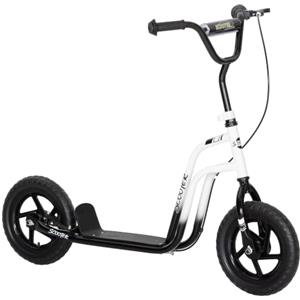 AIYAPLAY Monopattino per Bambini 5-12Anni con Ruote Grandi 30cm Bianco/Nero | Manubrio Regolabile, Scooter per Bambini in Acciaio, Freno Posteriore, Cavalletto