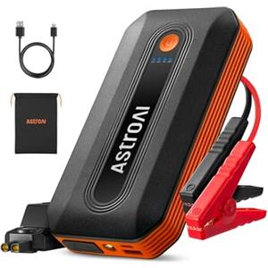AstroAI B8 Booster Avviamento Auto, Avviatore Batteria per Auto/Moto 12V | Starter Batteria Auto con Torcia LED e Uscita USB, Power Bank per Motori fino a 7,0L Benzina e 5,5L, Arancione