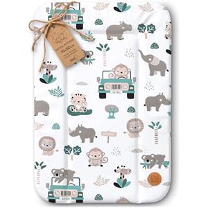 Totsy Baby Tappetino da fasciatoio con rivestimento morbido e superficie resistente | Materasso cambio pannolino impermeabile per lettino cassettiera e viaggio da neonato 70 x 50 cm Africa